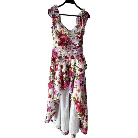 Abercrombie & Fitch Floral Ruffle Midi Dress White Multi XSP New w/ Tags - Picture 1 of 4